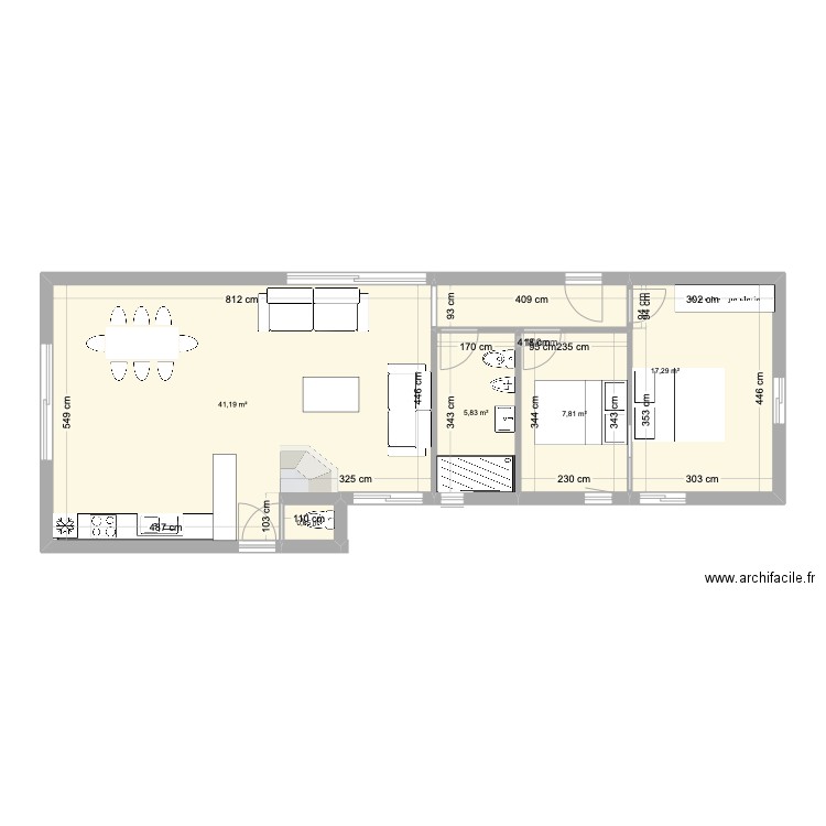 Plan Andrea final v3. Plan de 5 pièces et 73 m2