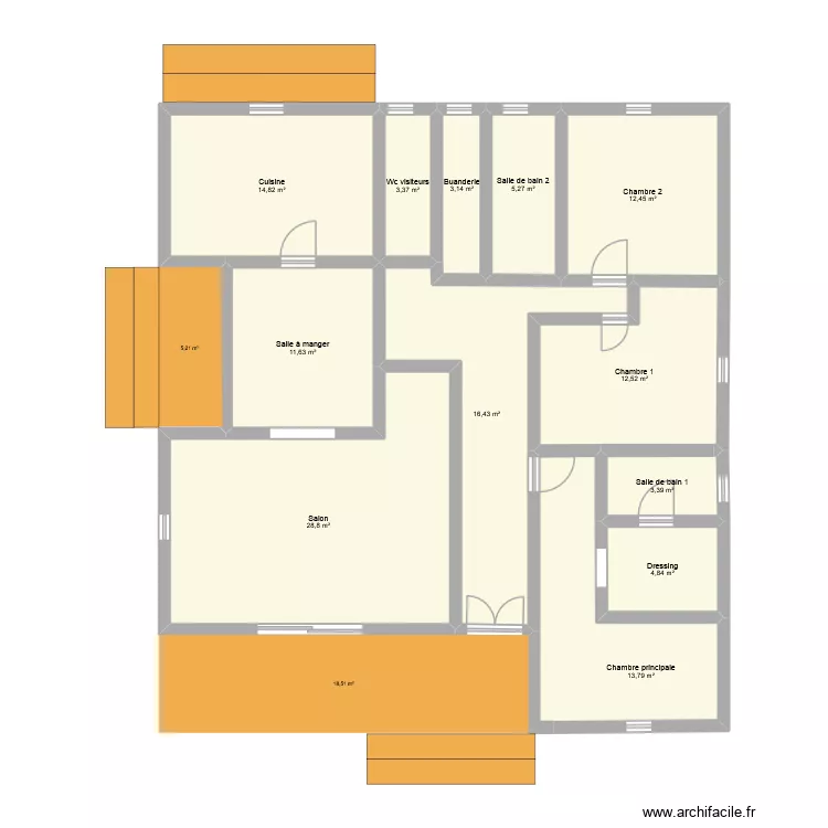 Ma maison pp 3cbres 19. Plan de 12  et 130 m²