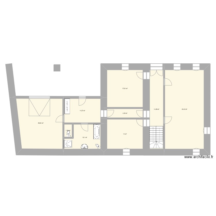 mas grenier. Plan de 9 pièces et 143 m2