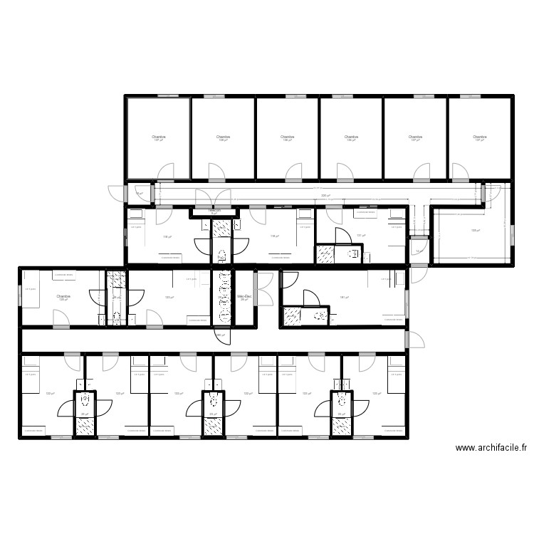 Dortoir 22 personne Jack n' Jill 2. Plan de 31 pièces et 298 m2