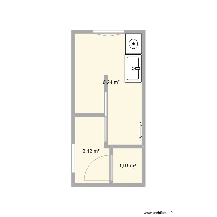 nico soso. Plan de 3 pièces et 9 m2