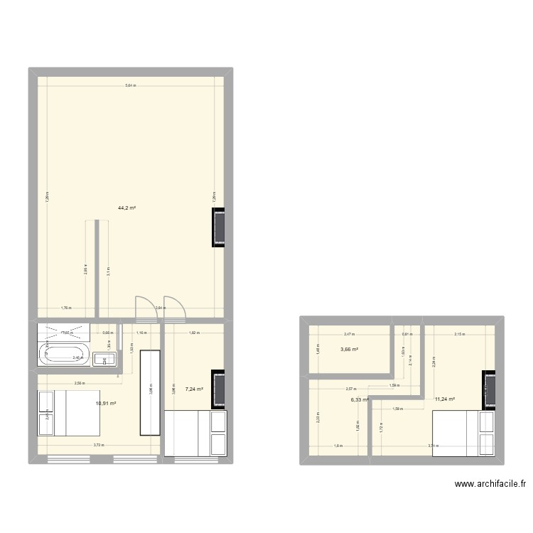 schaerbeek. Plan de 6 pièces et 84 m2