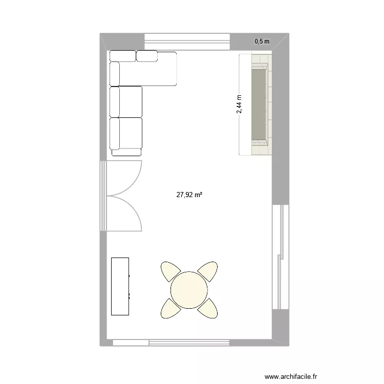 Projet s&eacute;jour. Plan de 1  et 28 m²