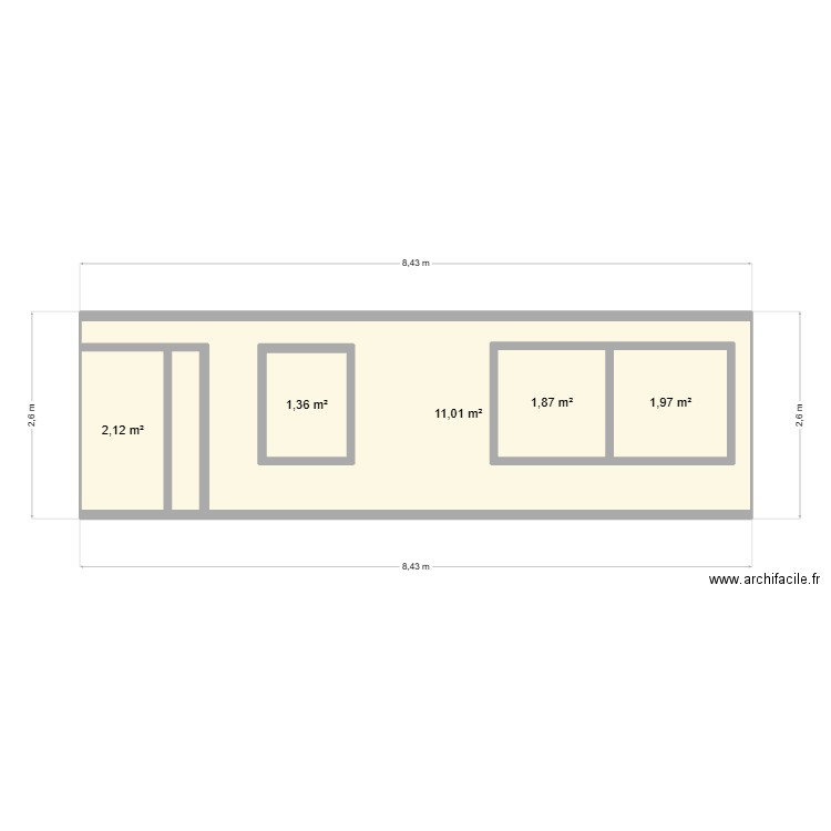 facade jardin salle de danse. Plan de 5 pièces et 25 m2