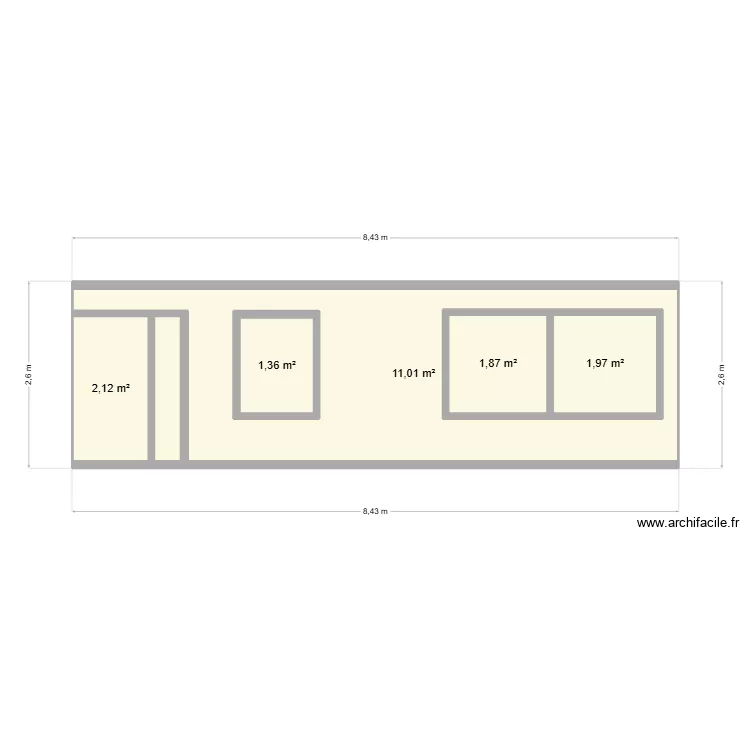 facade jardin salle de danse. Plan de 5  et 25 m²