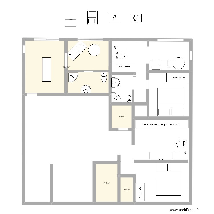MAISON MASSAGE+ NINA BOF. Plan de 4 pièces et 52 m2