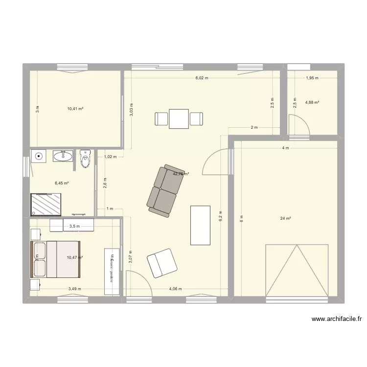 maison meublée. Plan de 6 Pièces et 99 m² maison meublée. Plan de 6 Pièces et 99 m²