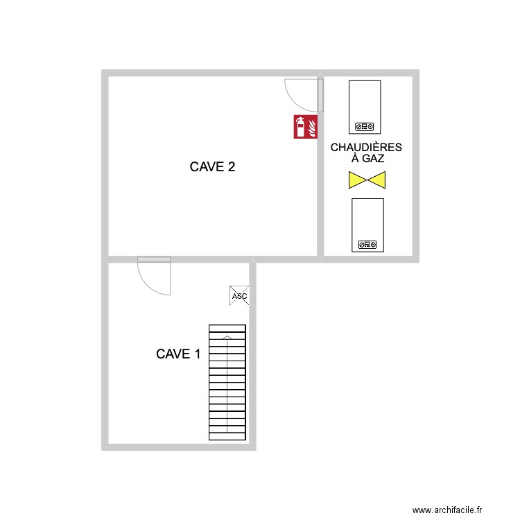 Ancien bâtiment - caves. Plan de 3 pièces et 15 m2