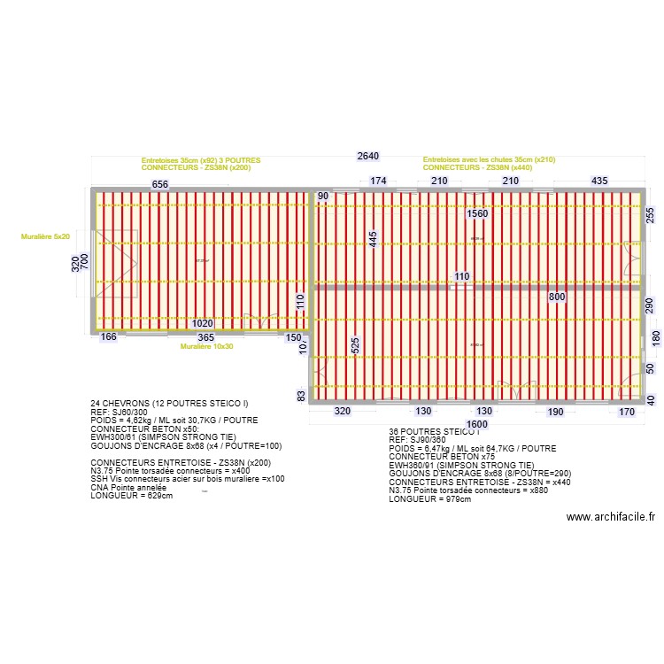 ROCHOIR CHARPENTE. Plan de 3 pièces et 219 m2