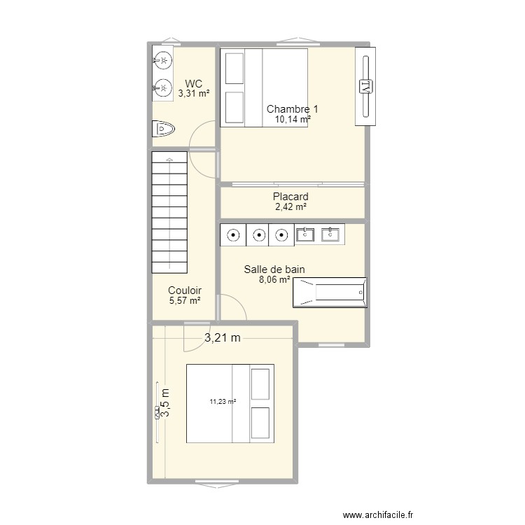 PLAN MOISSY. Plan de 6 pièces et 41 m2