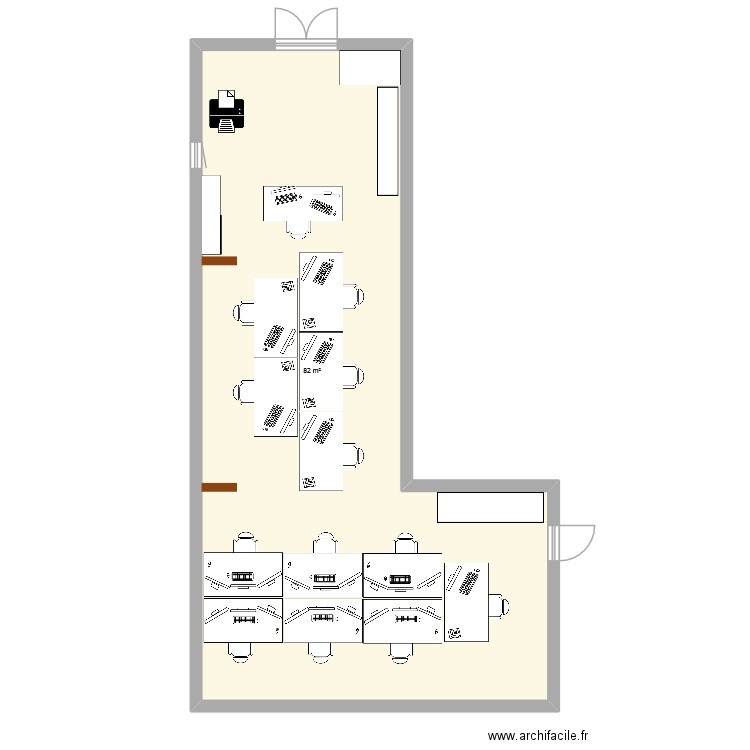 bureau2. Plan de 1 pièce et 82 m2