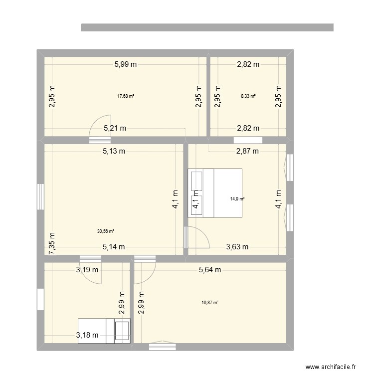 First floor Beauchamp. Plan de 5 pièces et 88 m2