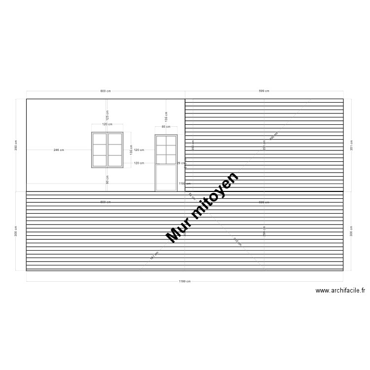 plan façade SUD DP. Plan de 0 pièce et 0 m2