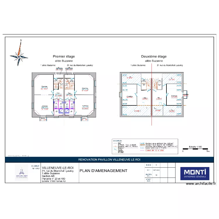 PLAN ETAGE 1/2 PLOMBERIE VMC 21 MARECHAL ET 1 SUZANNZ. Plan de 