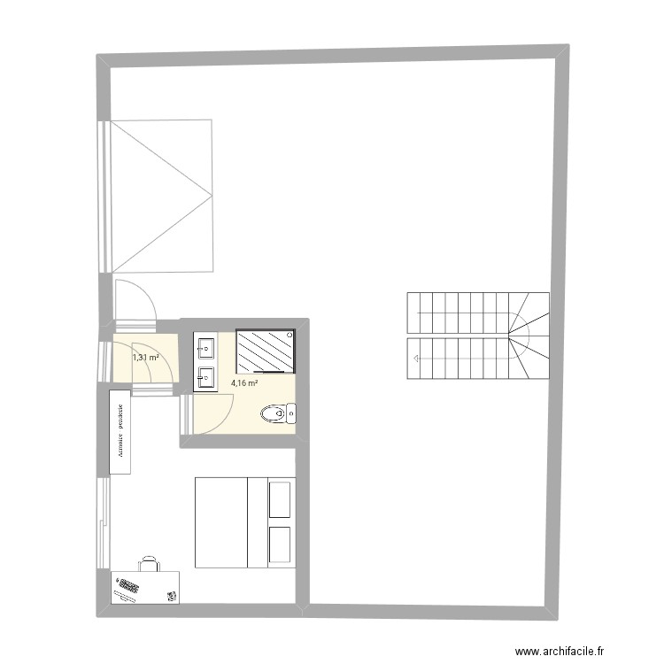 Garage. Plan de 2 pièces et 5 m2