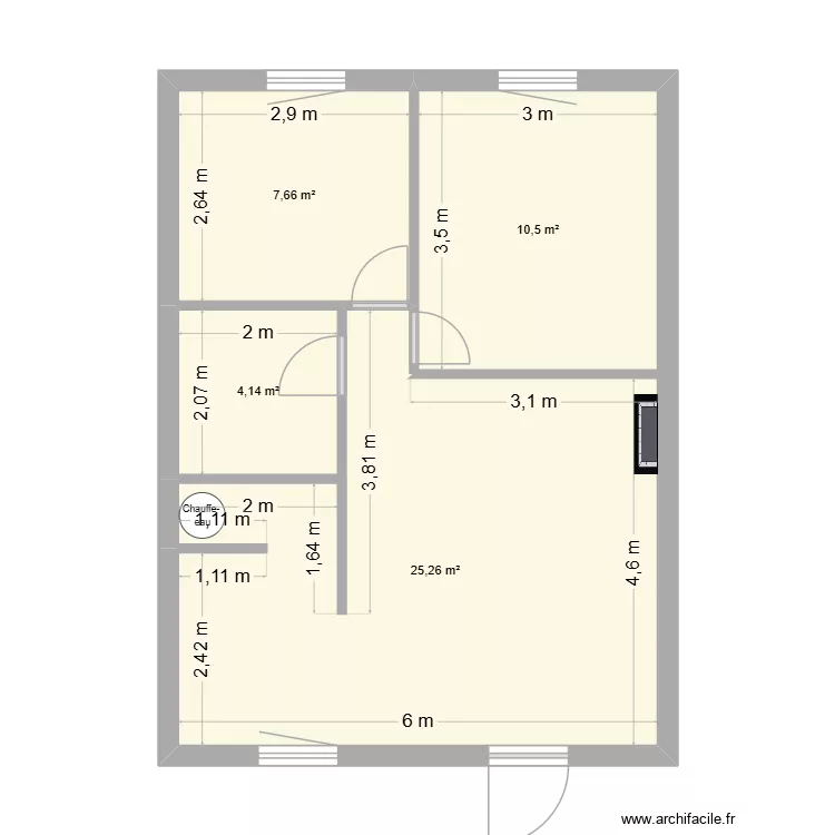 Appartement actuel. Plan de 4  et 48 m²