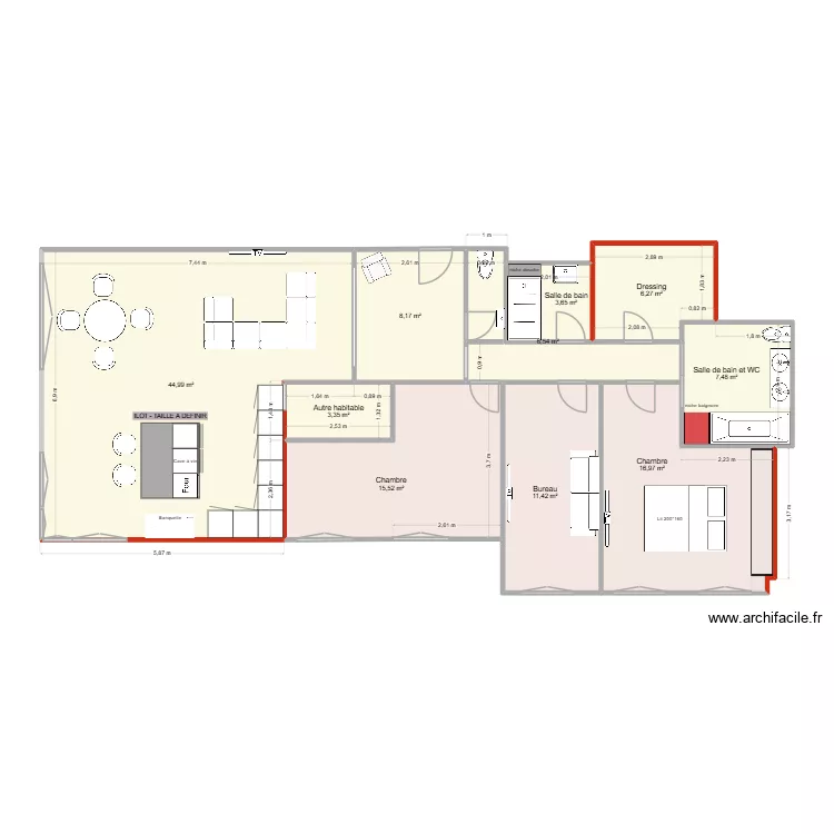 Version Dimitri. Plan de 10  et 124 m²