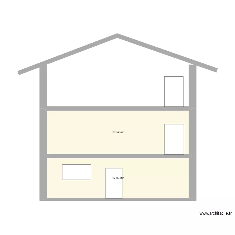 ANNEX CHALET RDC cot&eacute; sud V1. Plan de 2 Pièces et 36 m²