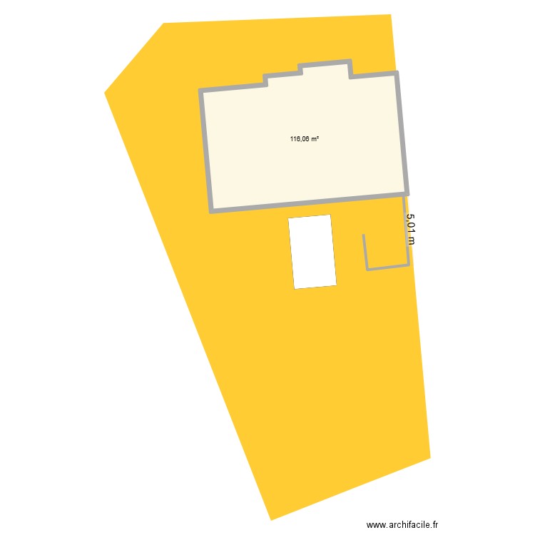 Abri. Plan de 1 pièce et 116 m2