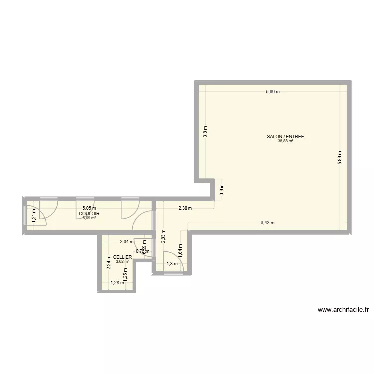 CASTO-BODIN. Plan de 3 Pièces et 49 m²