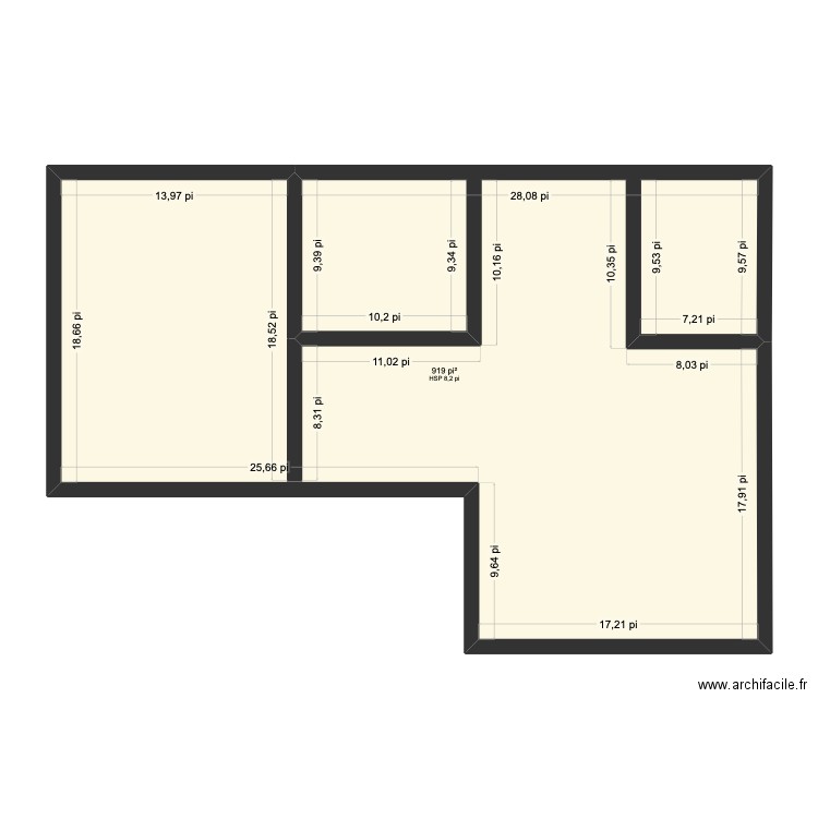 ùl-1. Plan de 1 pièce et 85 m2