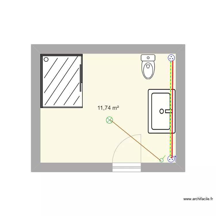 salle de bain. Plan de 