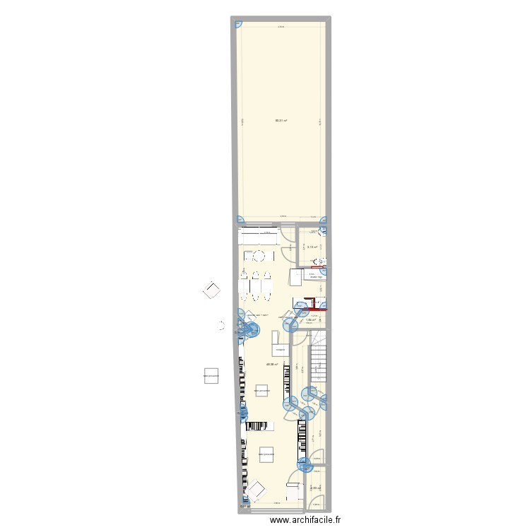 68 Foch Loos rdc essai 5. Plan de 10 pièces et 116 m2