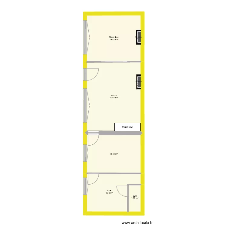 Douai 2. Plan de 5  et 57 m²