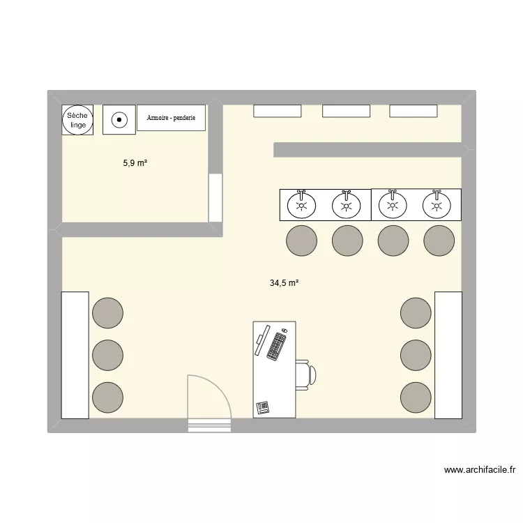 Stage. Plan de 2 Pièces et 40 m²