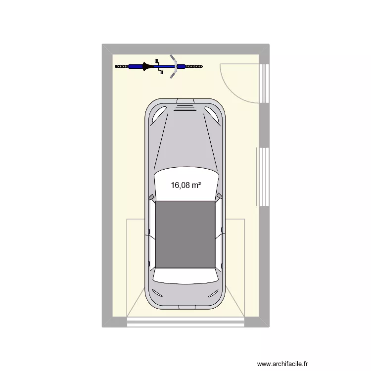 garage gros plan. Plan de 1 et 16 m² garage gros plan. Plan de 1 et 16 m²