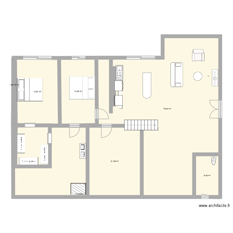 ytr. Plan de 6 pièces et 135 m2