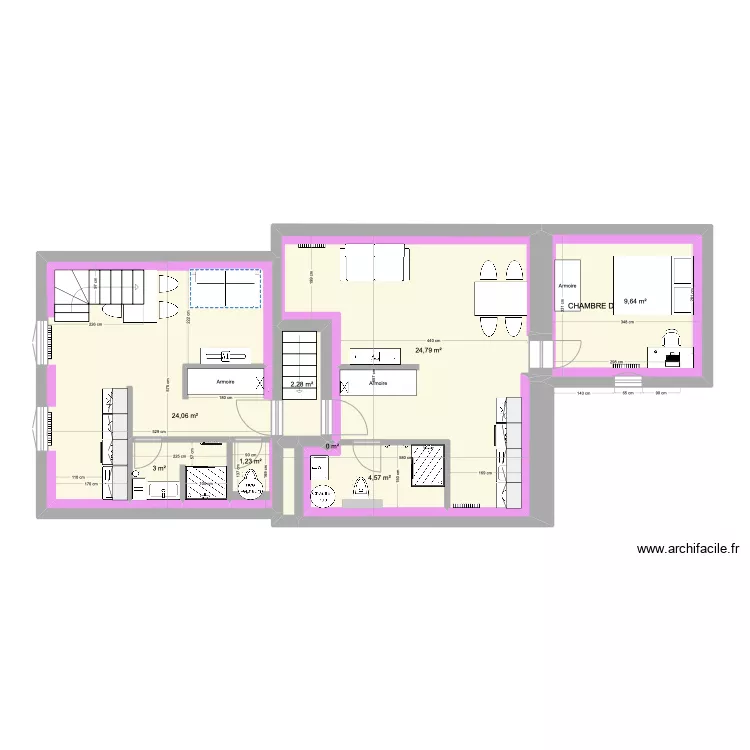 1 er &eacute;tage Schuman 4 LOTS. Plan de 