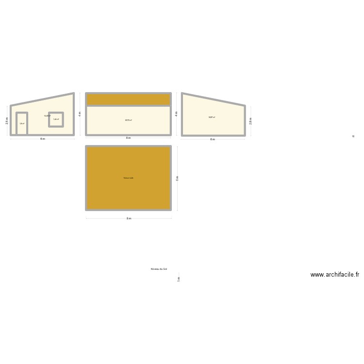 Facade garage caphan. Plan de 7 pièces et 114 m2