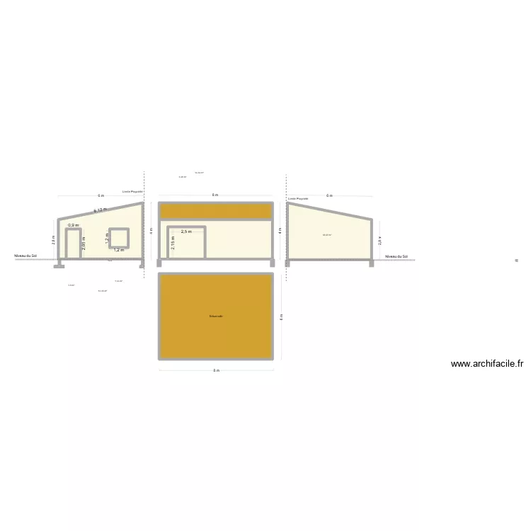 Facade garage caphan. Plan de 