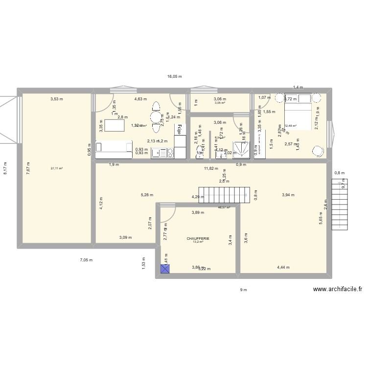 PLAN 1. Plan de 7 pièces et 124 m2
