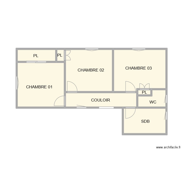 PLAN ETAGE VALABRIX. Plan de 9 pièces et 33 m2