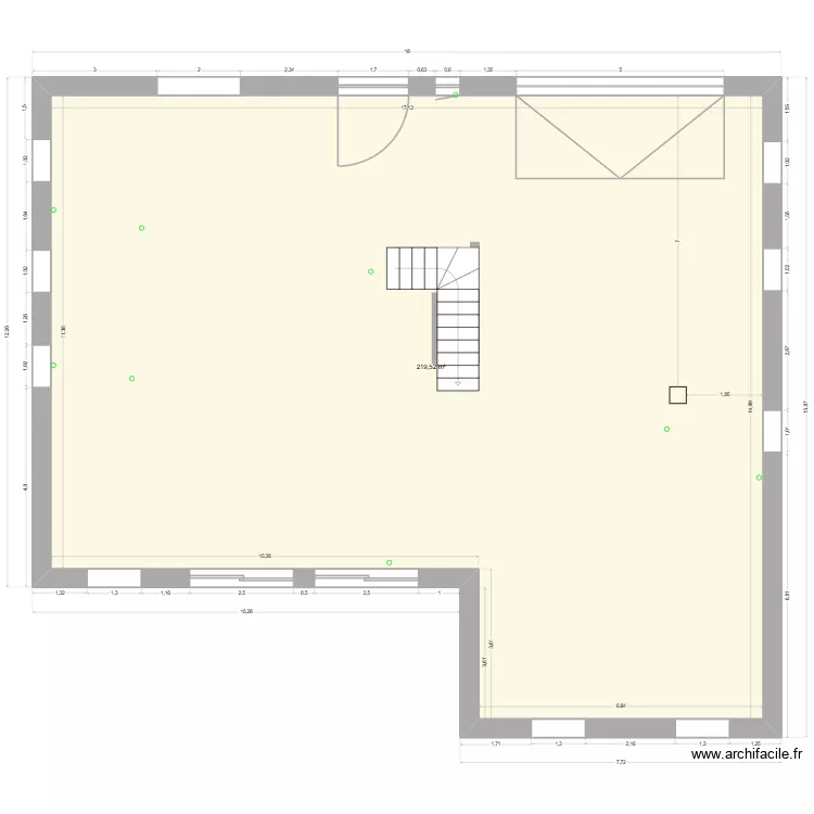 RDC position fenetre. Plan de 1  et 220 m²