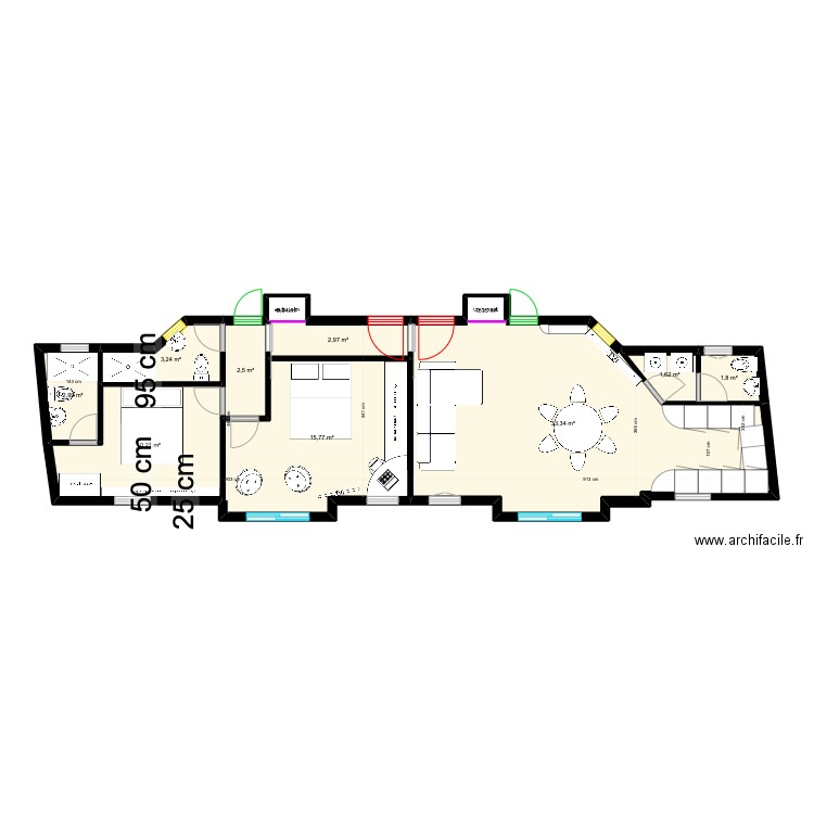 MIRO 2 ch. Plan de 11 pièces et 75 m2