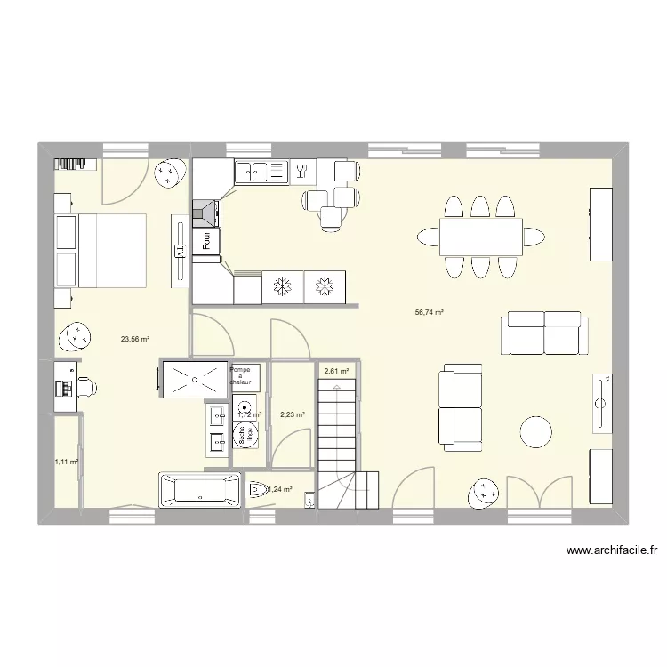 Zeb rdc avec baignoire. Plan de 