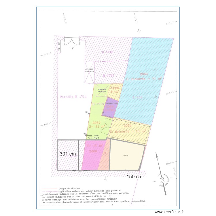 dalle 2 P bis. Plan de 1 pièce et 20 m2