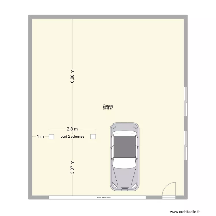 Plan Garage/Atelier. Plan de 1 Pièce et 95 m²