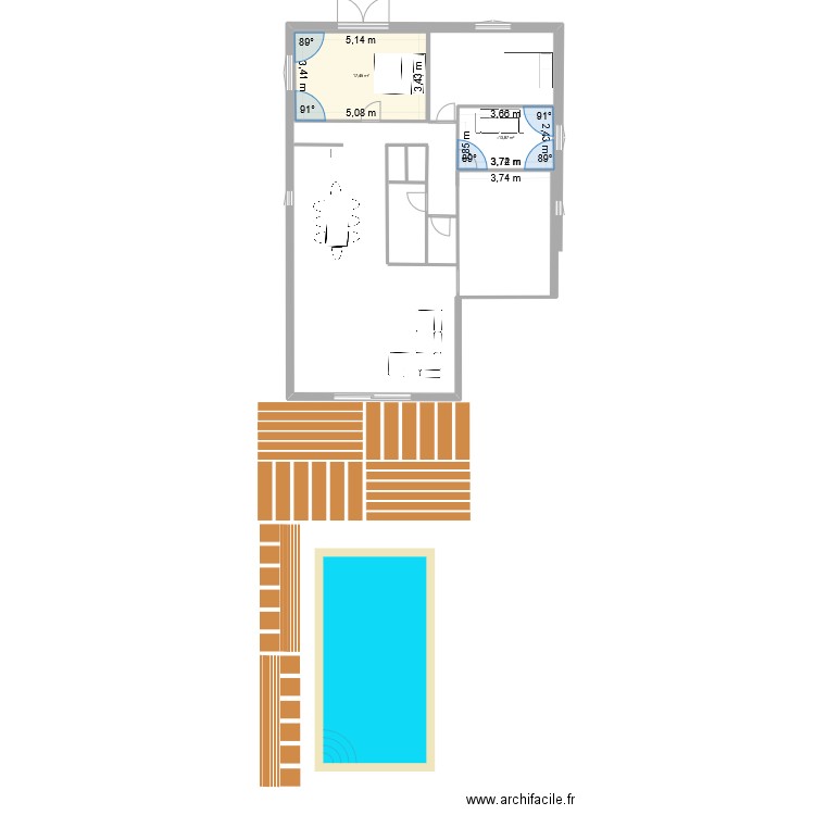maison cyrille. Plan de 2 pièces et 26 m2