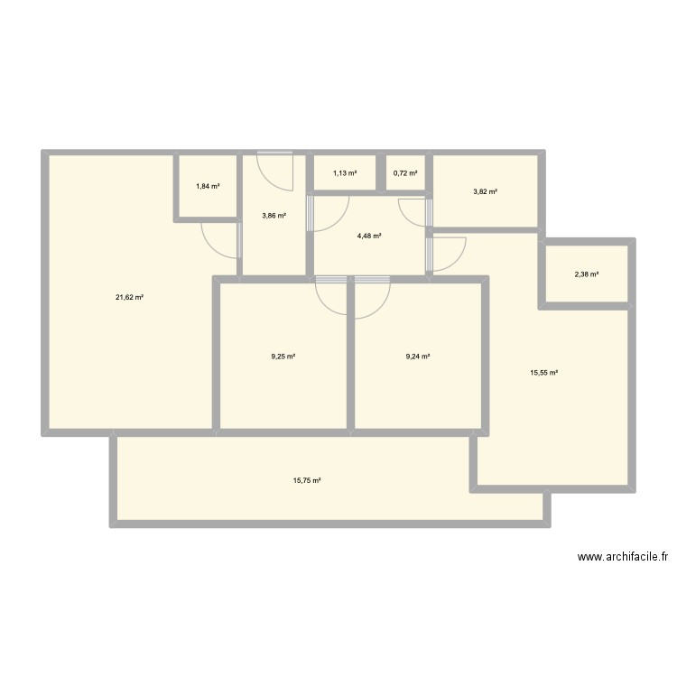 apt. Plan de 12 pièces et 90 m2