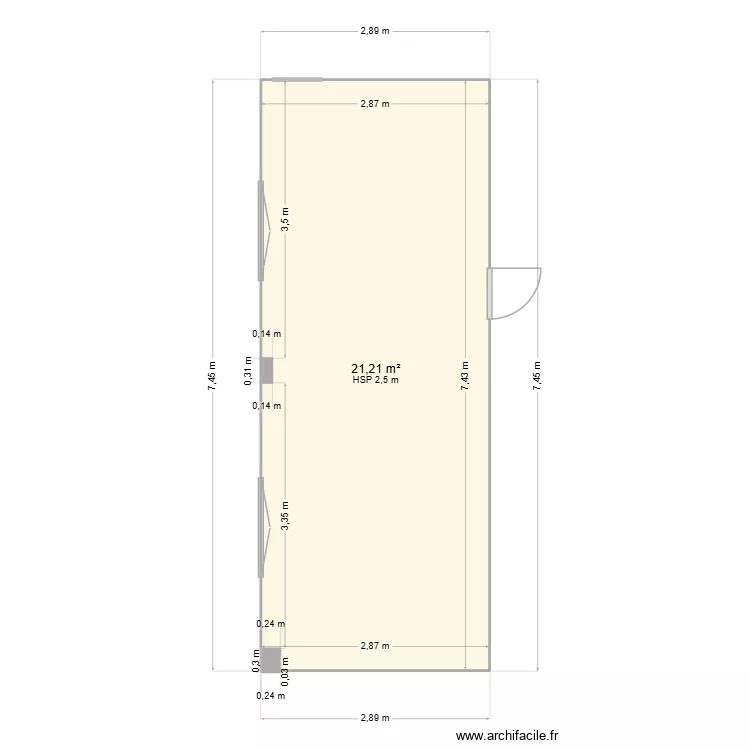 plan 2026  piece brute salon + chambre appart montmin. Plan de 1  et 21 m²