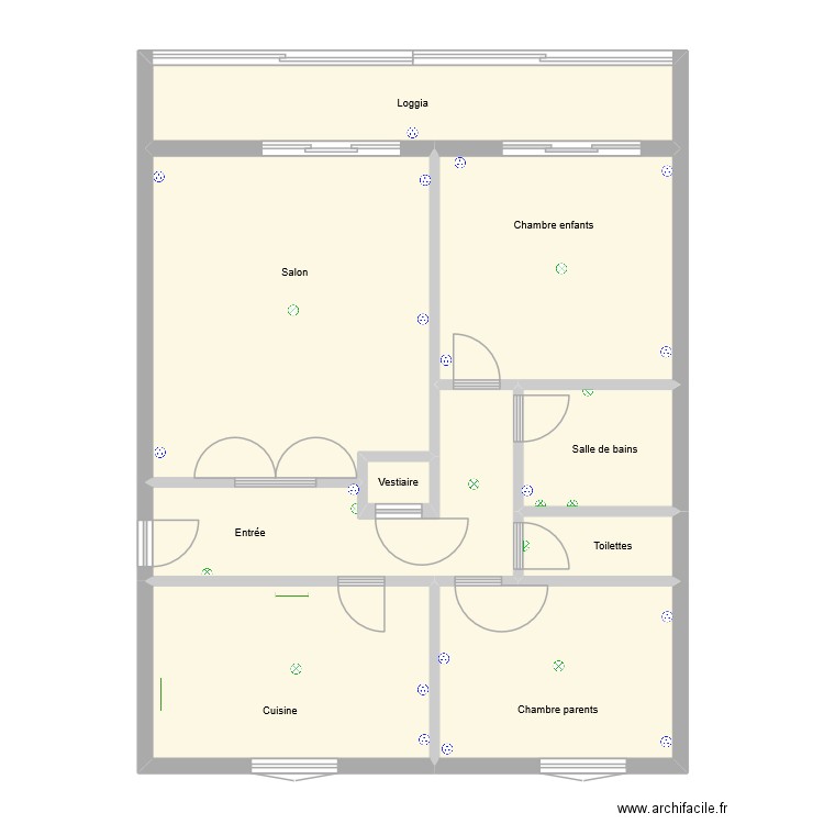 Apparet. Plan de 9 pièces et 100 m2