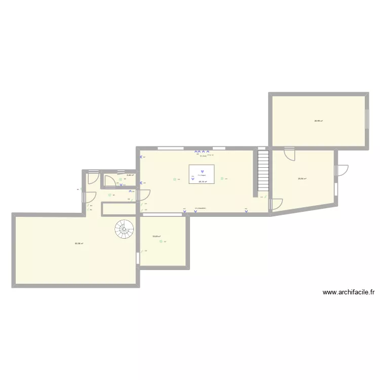 Maison V1. Plan de 6  et 164 m²