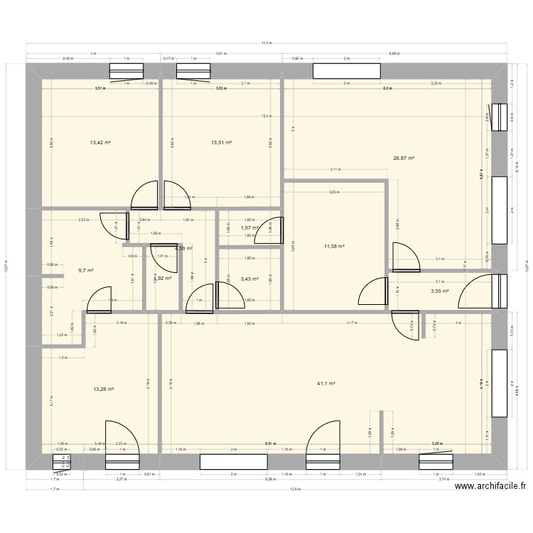 version5 - Bati. Plan de 12 pièces et 145 m2