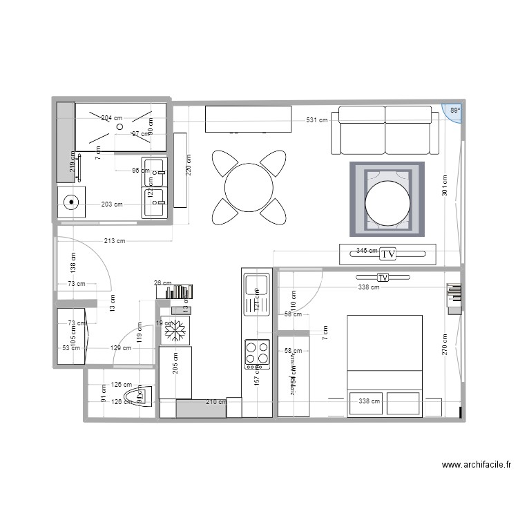 Plan POINCARE 4. Plan de 4 pièces et 41 m2