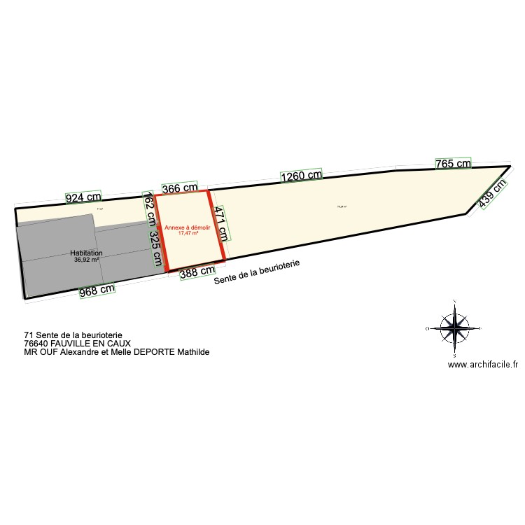 plan de masse avant travaux fini. Plan de 4 pièces et 136 m2