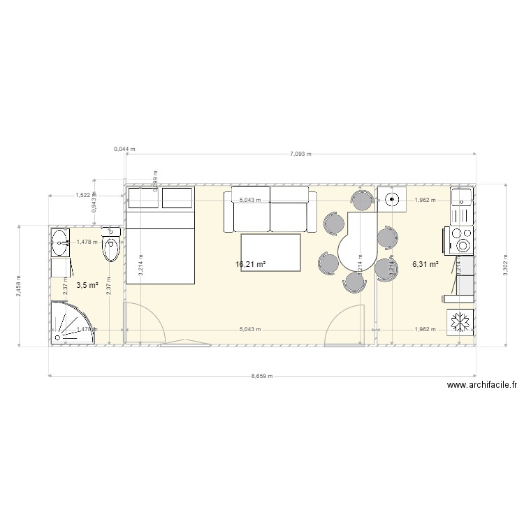 plan chalet. Plan de 3 pièces et 26 m2